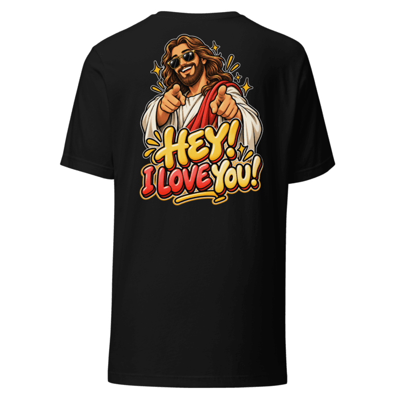 Back — Hey! I Love You, Jesus pointing