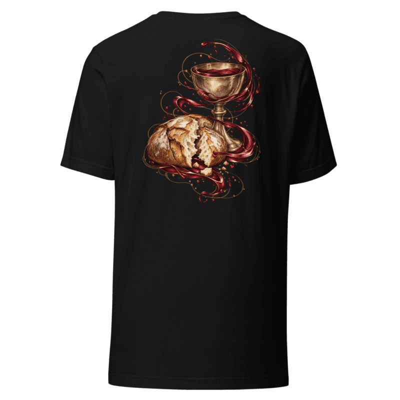 Back — broken bread and chalice, the Eucharist