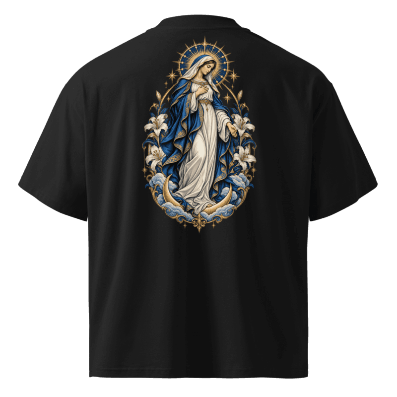 Back — Our Lady of Grace, standing on the crescent moon