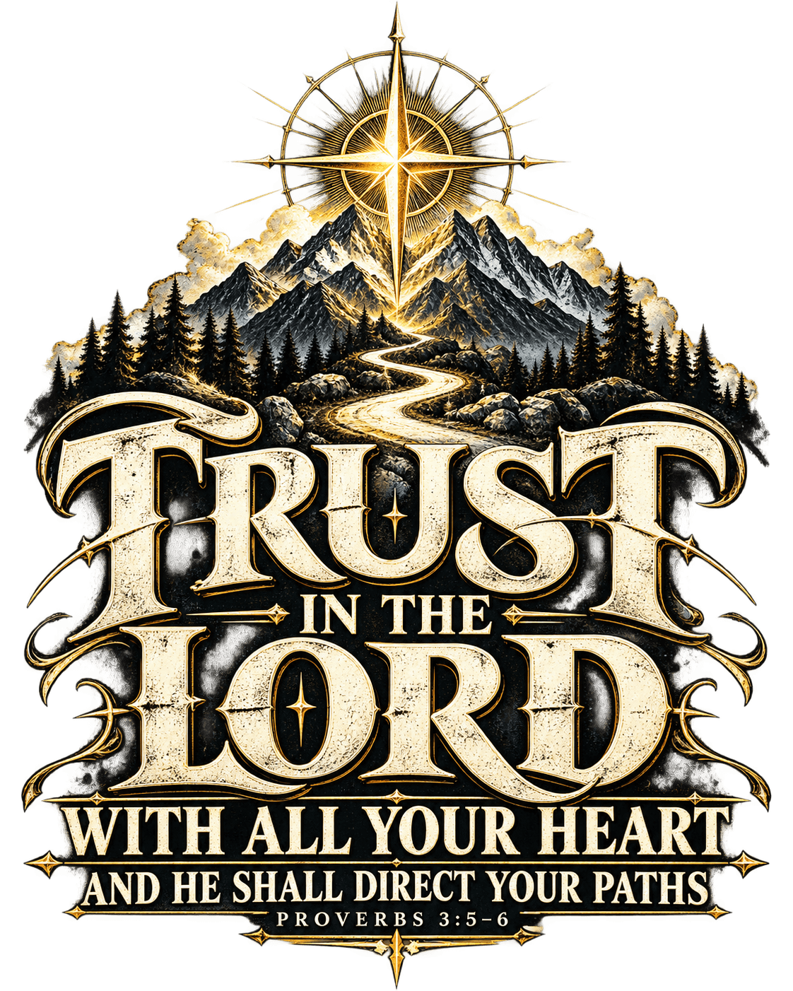 Close-up of the back graphic — Proverbs 3:5-6