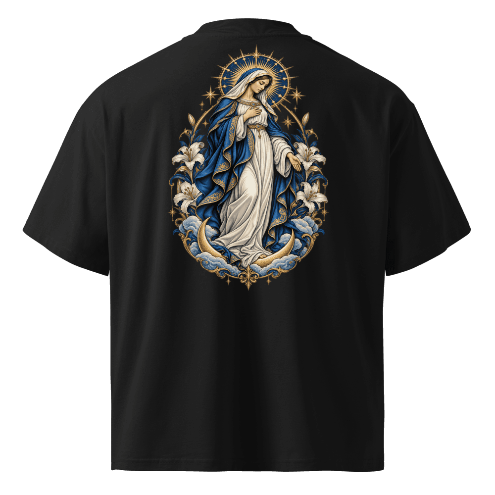 Back — Our Lady of Grace, standing on the crescent moon