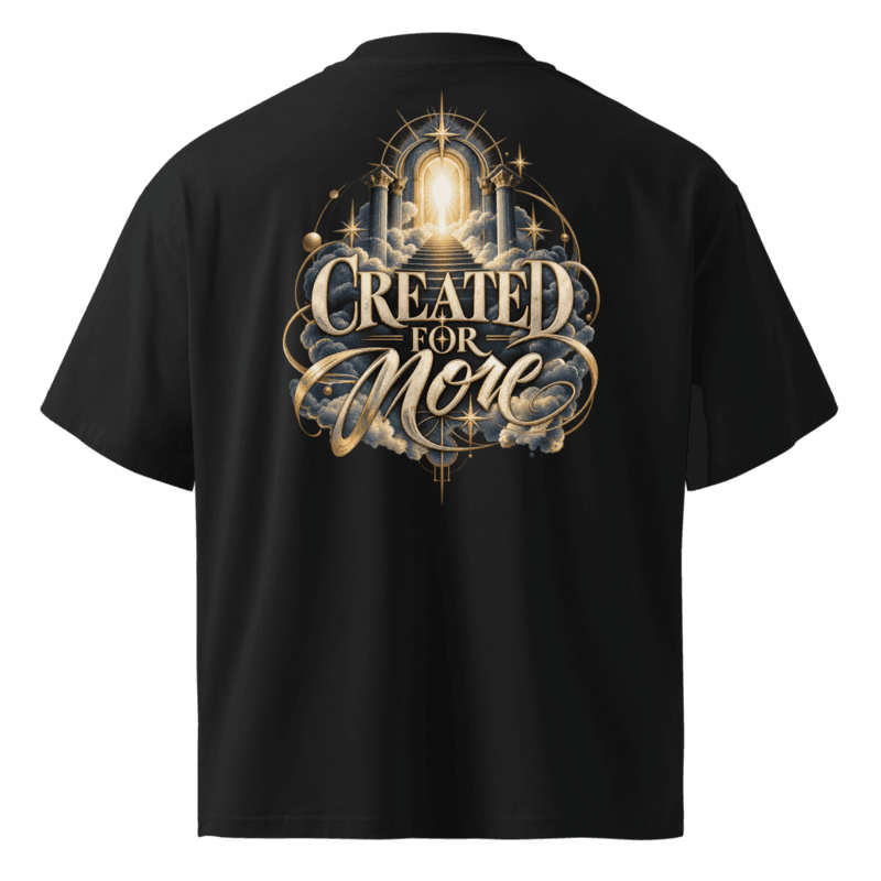 Back — Created for More, celestial archway and staircase of light emblem
