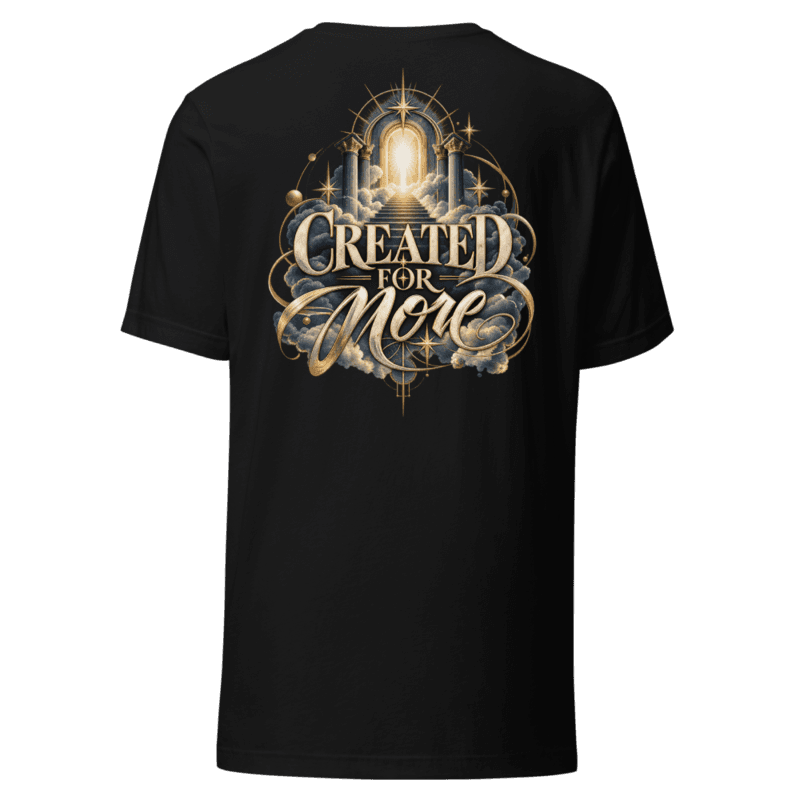 Back — Created for More, celestial archway and staircase of light emblem