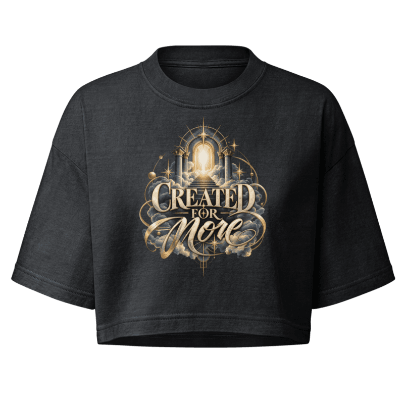 Front — Created for More, celestial archway and staircase of light emblem