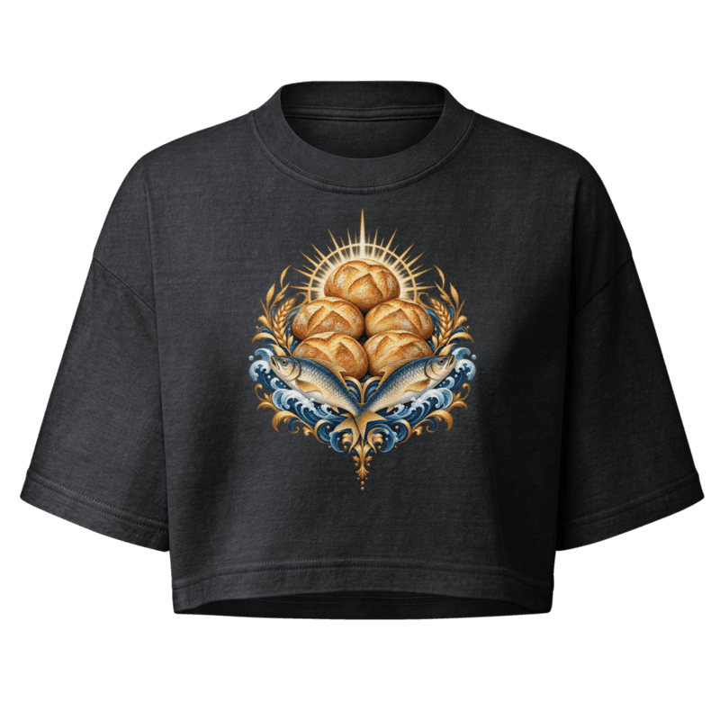 Front — Loaves and Fishes, five loaves and two fish emblem with wheat and gold waves